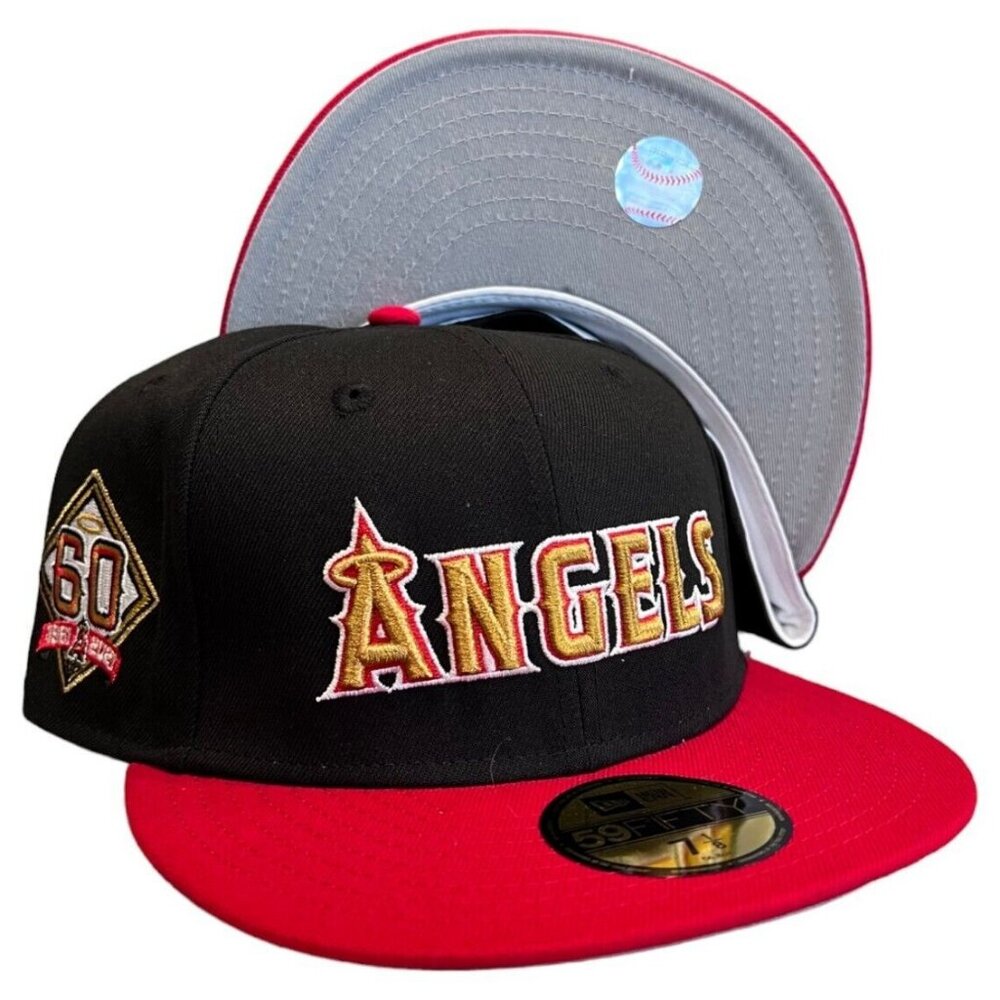 New Era Anaheim Angels 2 Tone 59FIFTY Fitted Hat Cap 60th Year Side Patch